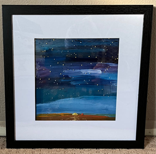 “Starry Sunset” - 12”x12” Acrylic painting on canvas Framed and Matted