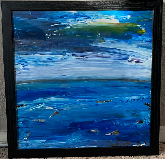 “Reflections” - 12”x12” Multi Media Painting on canvas Framed and Matted
