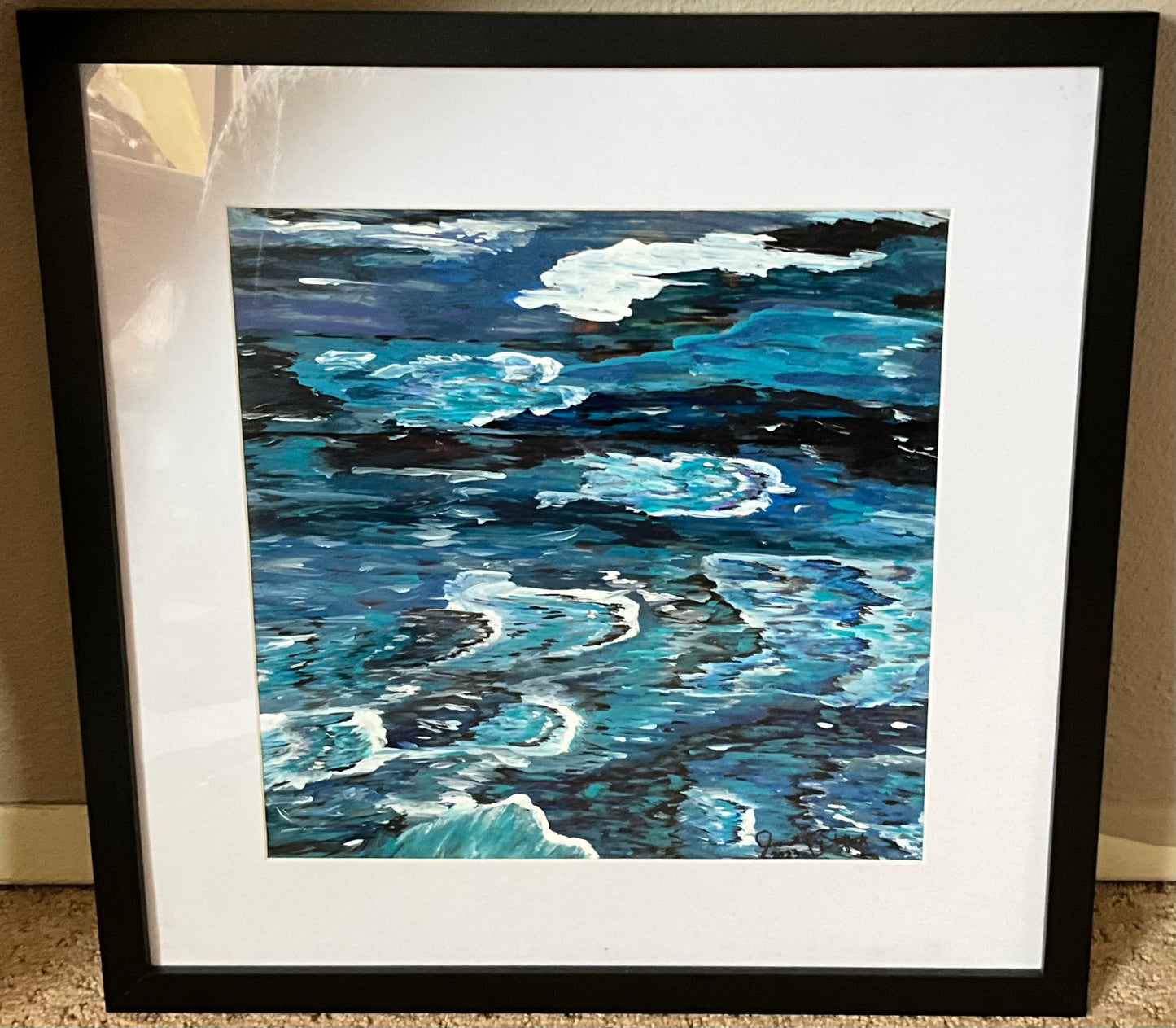 “Waves of Love” - 18”x18” Painting on Canvas Framed and Matted
