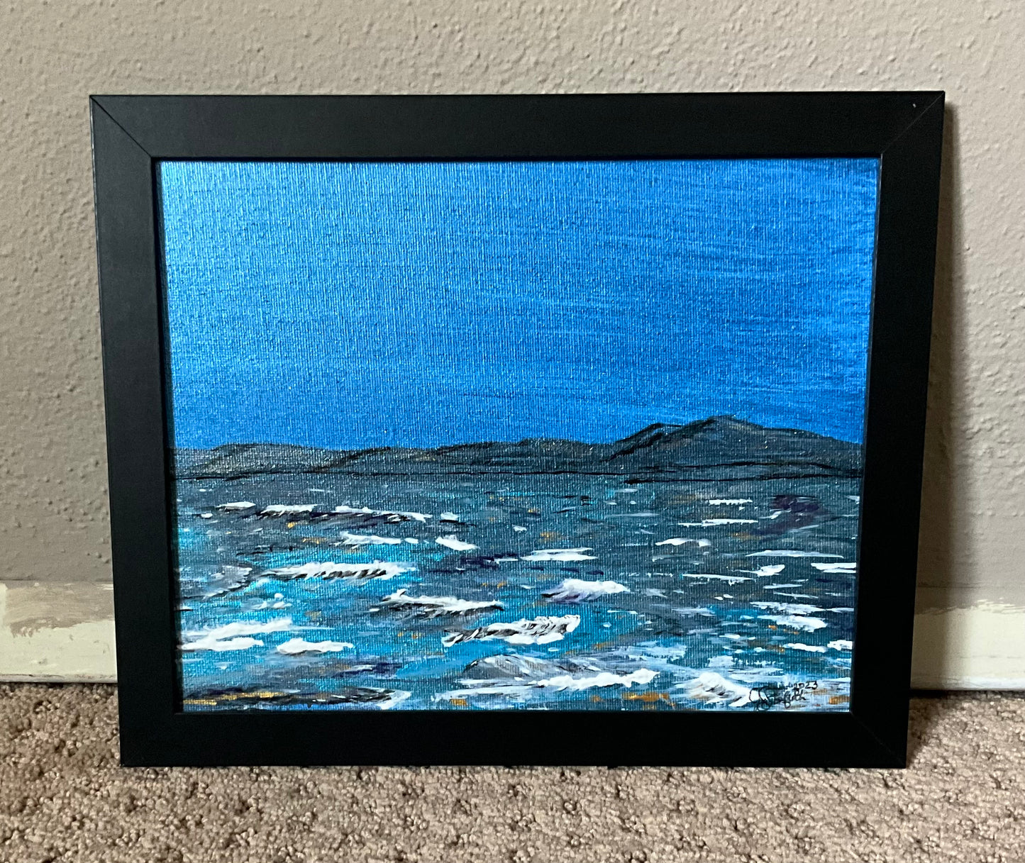 “Northern Waves” 9”x11” Acrylic Painting on Canvas Professionally Framed