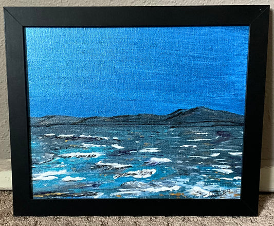 “Northern Waves” 9”x11” Acrylic Painting on Canvas Professionally Framed