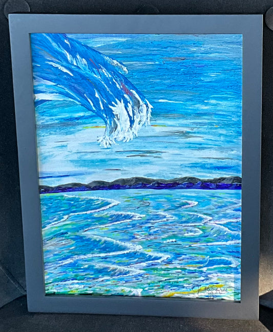 “Tidal Wave (A Dream) - 10”x13” Acrylic Painting on Canvas Framed