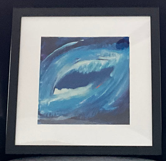 “Blue Eye in the Sky” - 12”x12” Acrylic Painting on Canvas Framed and Matted