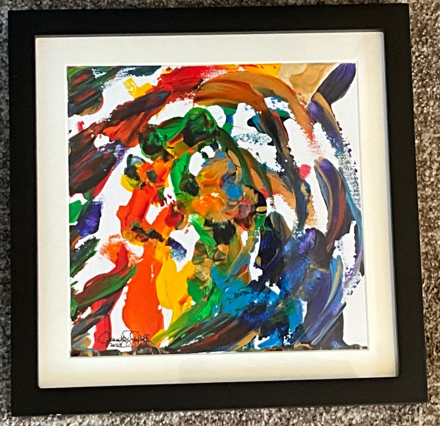 “Rainbow Promise” - 10”x10” Acrylic Painting on Canvas Framed, Signed