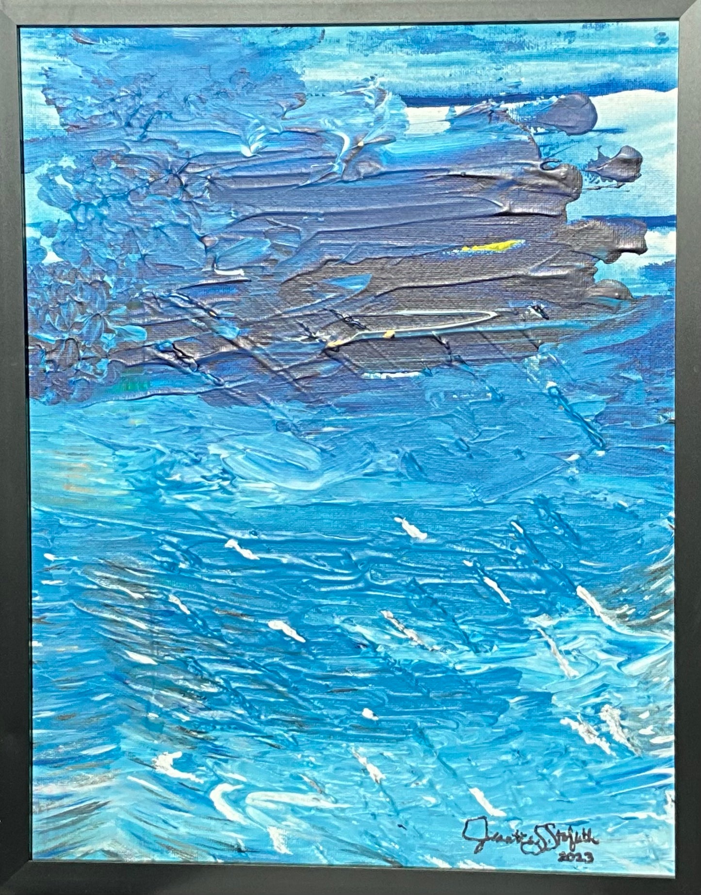 “Windy Blue” - 12”x15” Acrylic Painting on Canvas Framed