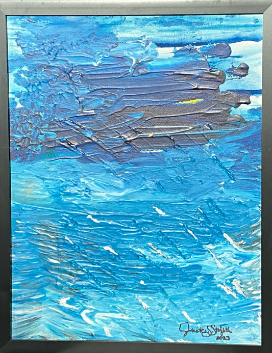 “Windy Blue” - 12”x15” Acrylic Painting on Canvas Framed
