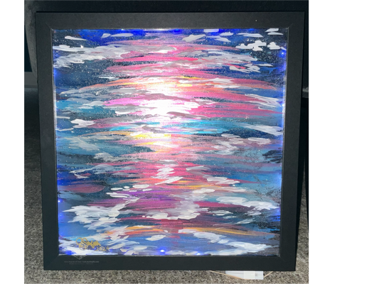 “Pastel Lit Waters” - 12”x12” Acrylic on Stacked Plexiglass- Lights Up!