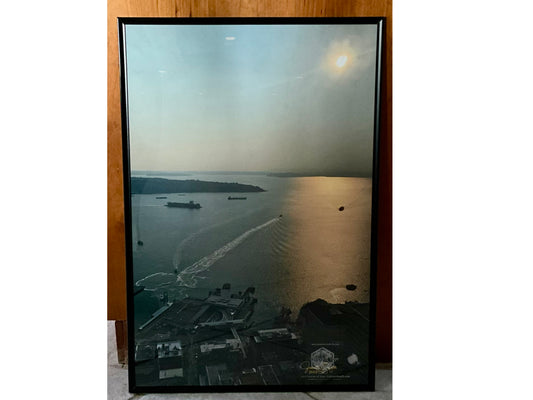 “Sunset on the Pier” Aerial View Puget Sound. Framed. Signed.