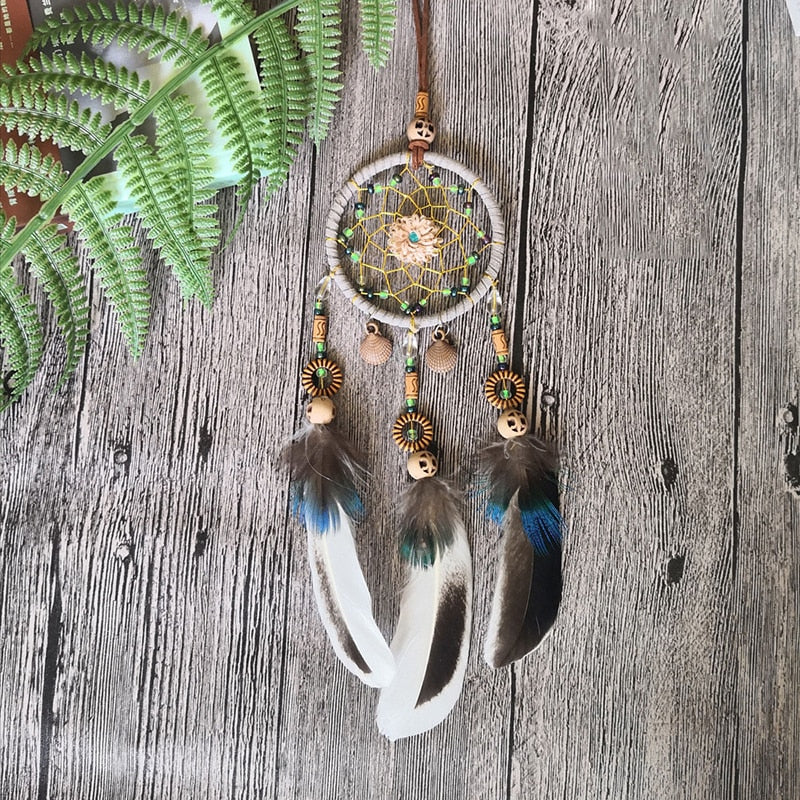 Mini Dream Catcher Car Pendant Wind Chimes Feather Decoration Handmade Dreamcatcher Gifts Home Decor & Wall Hanging Adornment
