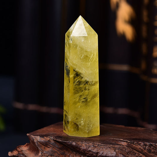 1pc Natural Citrine Crystal Point Healing Obelisk Yellow Quartz Wand Beautiful Ornament for Home Decor Reiki Stone Pyramid