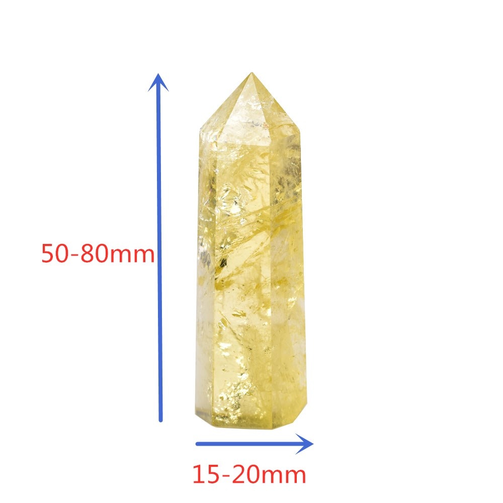 1pc Natural Citrine Crystal Point Healing Obelisk Yellow Quartz Wand Beautiful Ornament for Home Decor Reiki Stone Pyramid