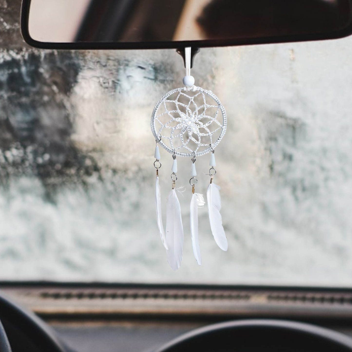 Mini Dream Catcher Feather Mirror Hanging Pendant Home Decor Lucky Car Ornament