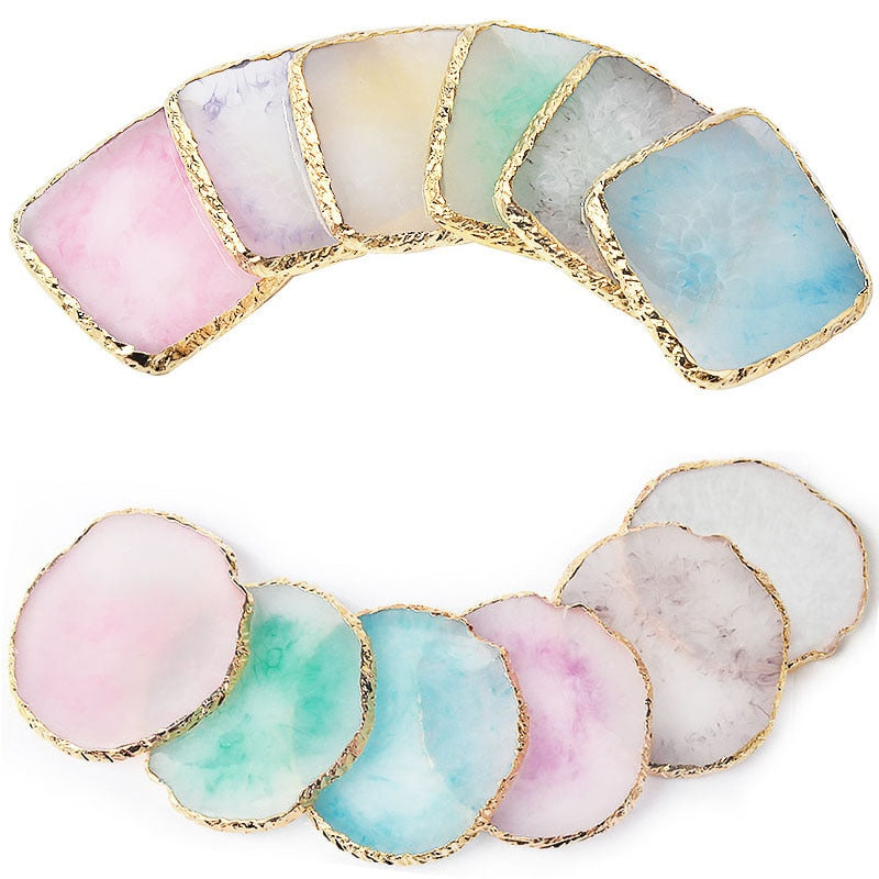 1PC Round Resin Agate Stone Nail Art Palette False Nail Tips Mixing Color Drawing Pallet Gel Polish Display Shelf Manicure Tool
