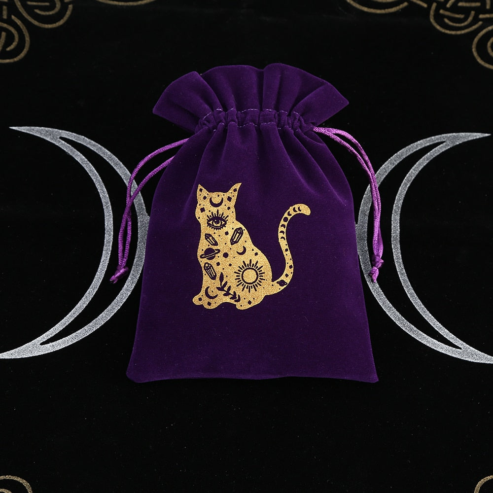 1pcs Velvet Moon Sun Tarot Storage Bag Board Game Cards Embroidery Drawstring Package Witchcraft Supplies for Altar Tarot Box